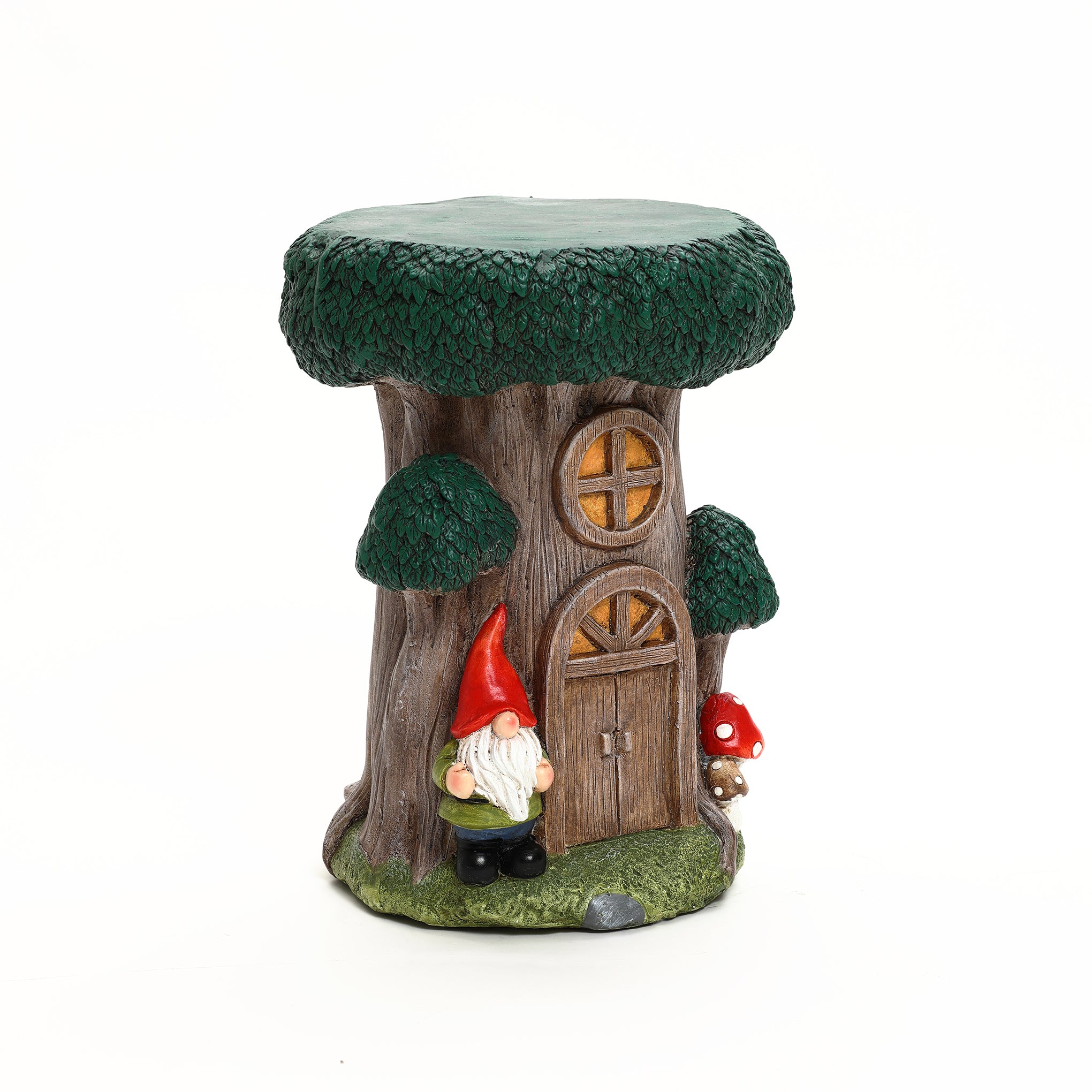 Gnome Tree Stump MgO Indoor and Outdoor Sculpture Side Table
