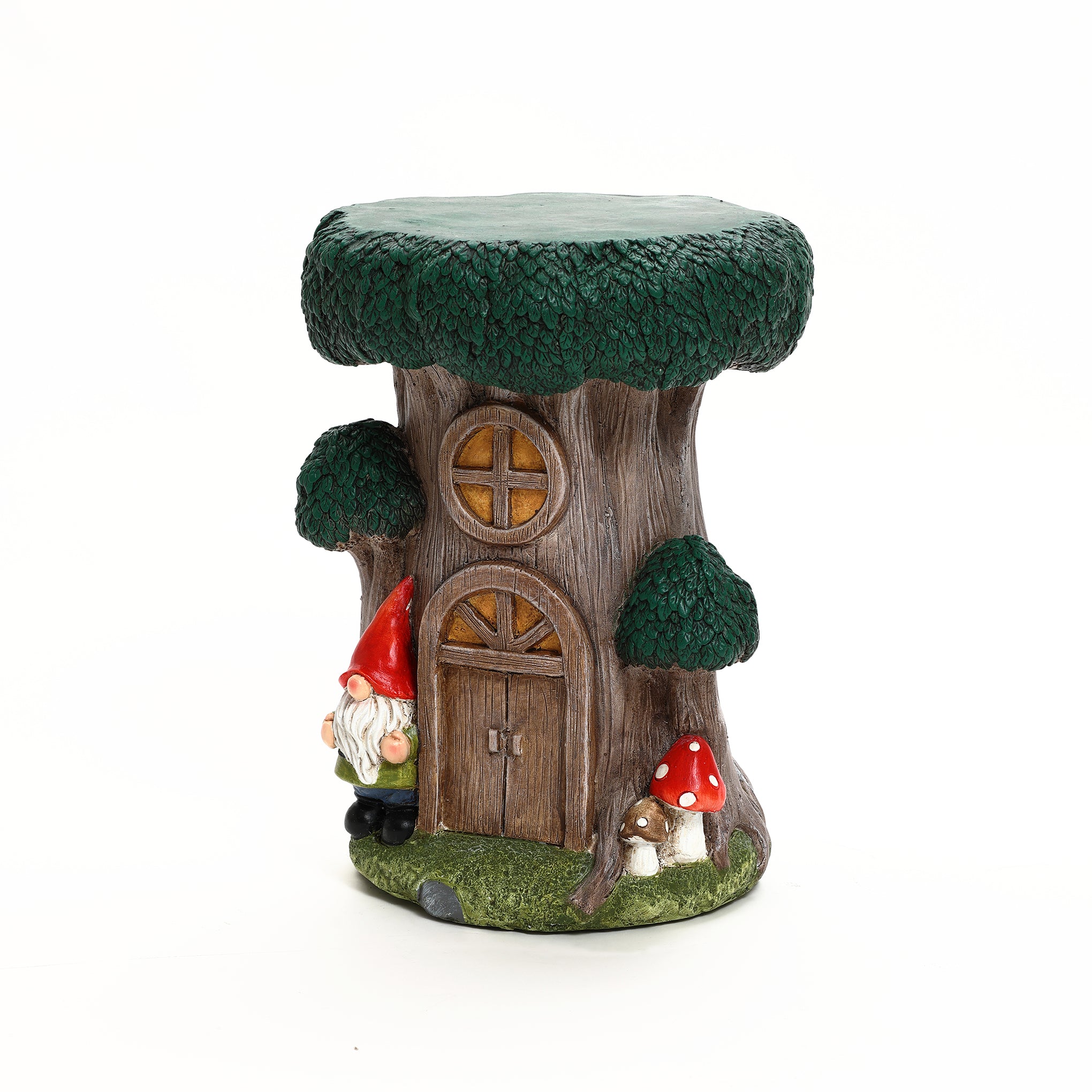 Gnome Tree Stump MgO Indoor and Outdoor Sculpture Side Table