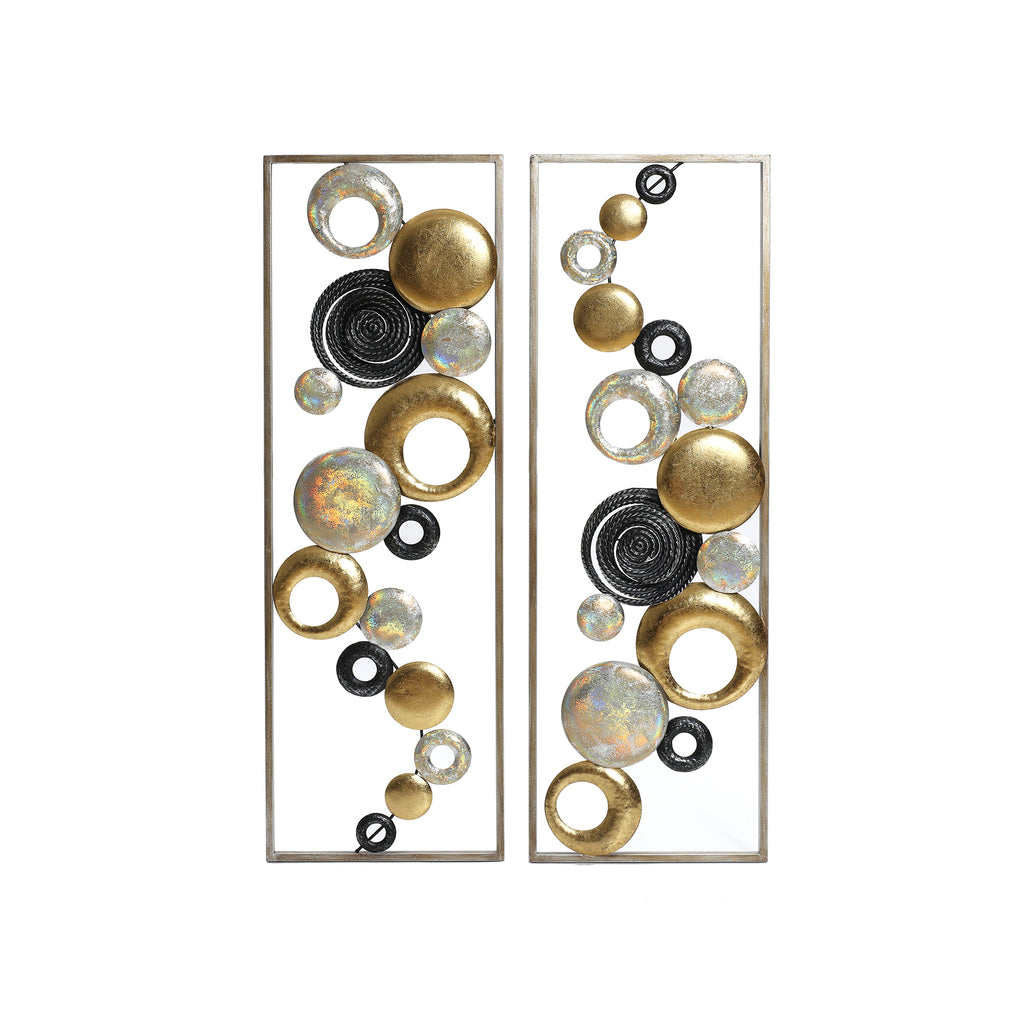 Set of 2 Modern Multi-Color Abstract Metal Wall Decor Panels
