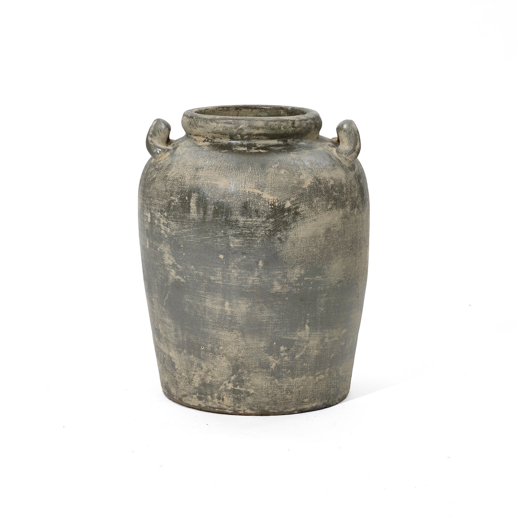 Vintage Farmhouse Brown Jug 15.35-Inch Tall Terracotta Vase
