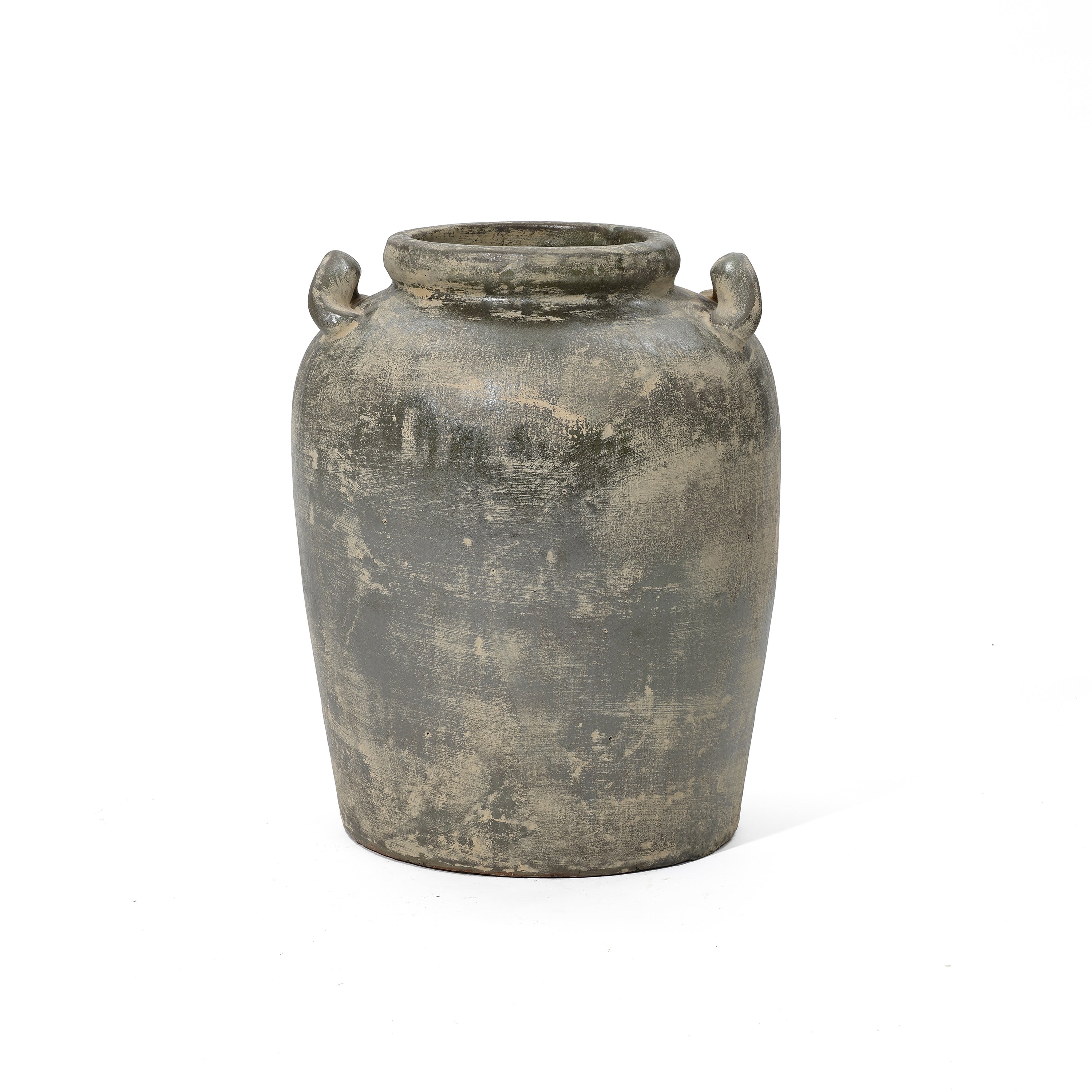 Vintage Farmhouse Brown Jug 15.35-Inch Tall Terracotta Vase