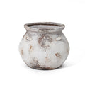12" Distressed Farmhouse Round Planter Pot, Antique Rustic White