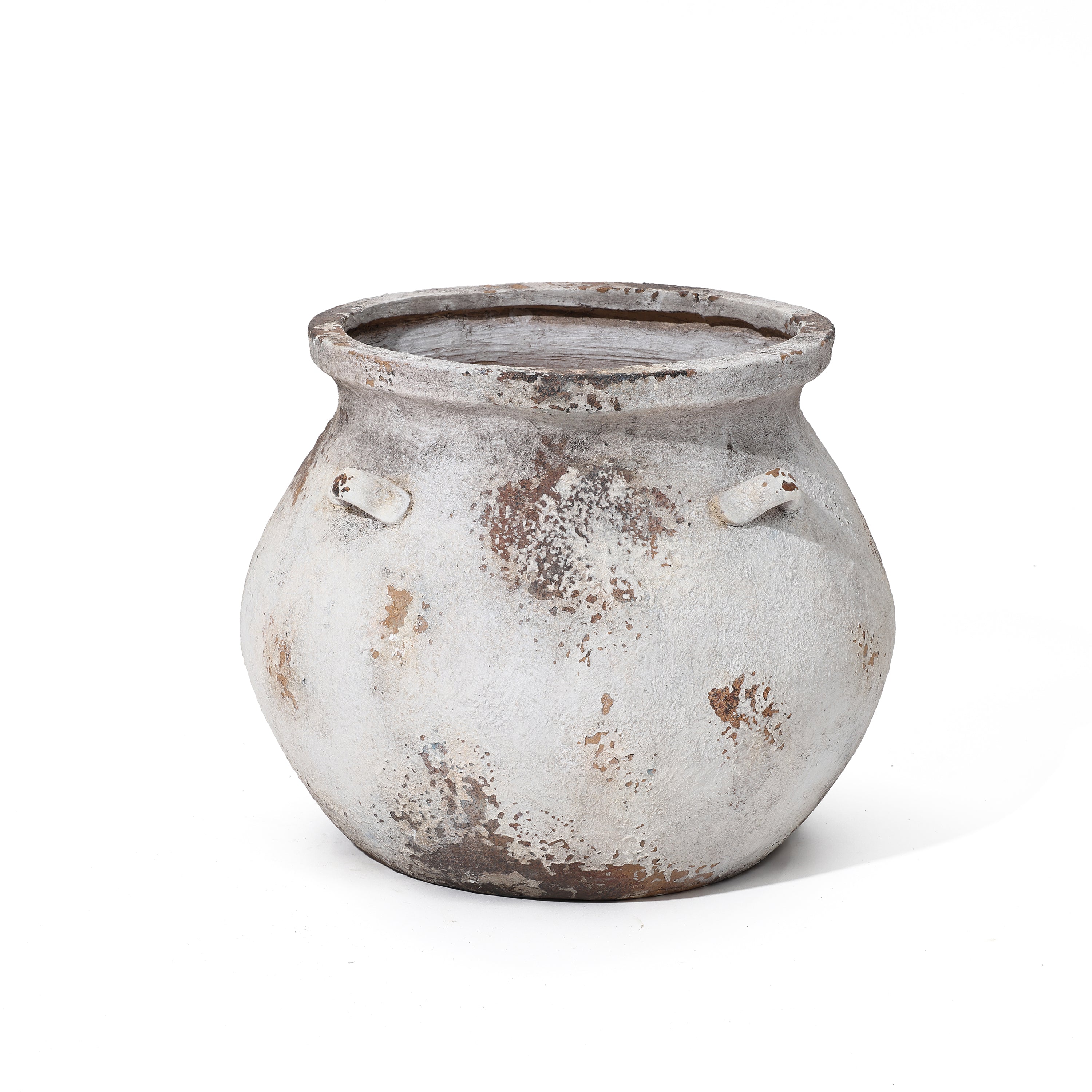 Vintage Rustic Ceramic Flower Pot with Double Handles – Wabi-Sabi Aesthetic