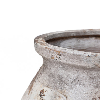 Cauldron MgO Planter, Distressed Off-White, 15"