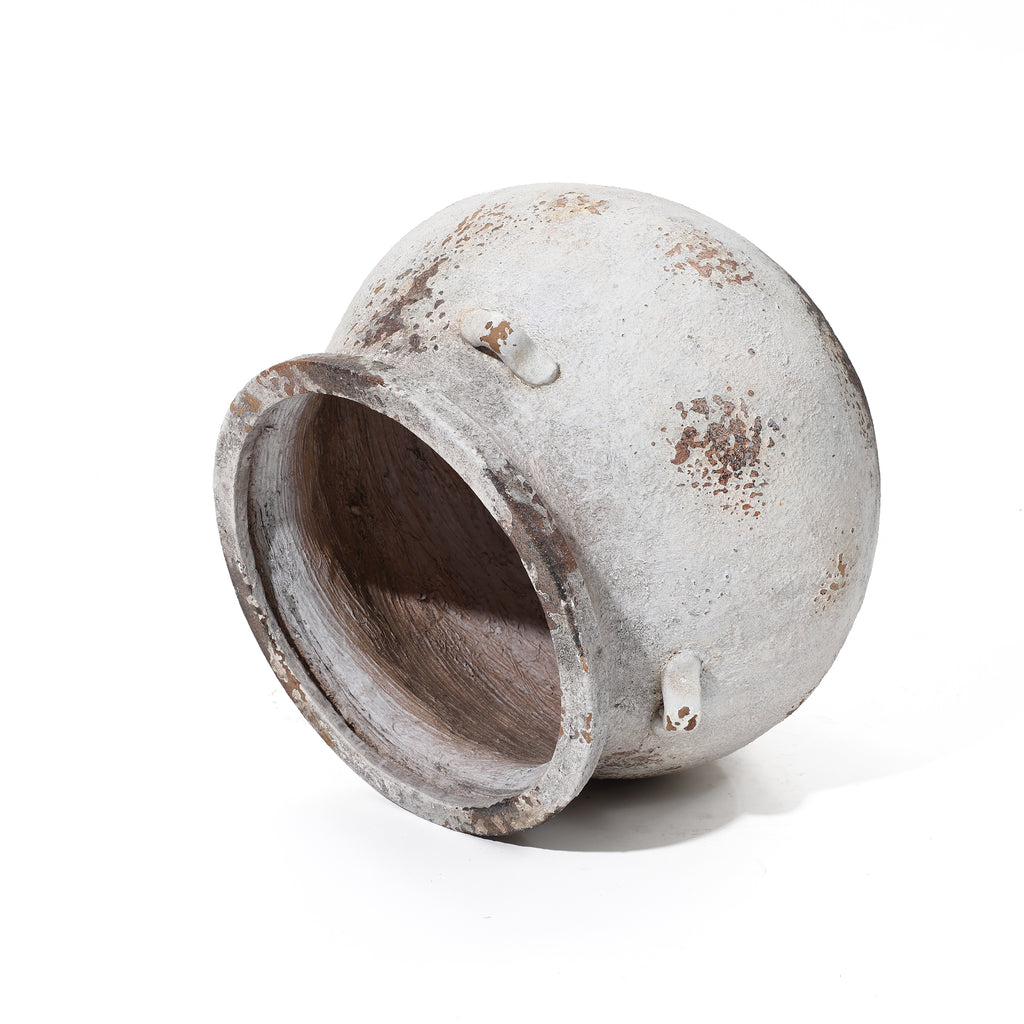 Vintage Rustic Ceramic Flower Pot with Double Handles – Wabi-Sabi Aesthetic