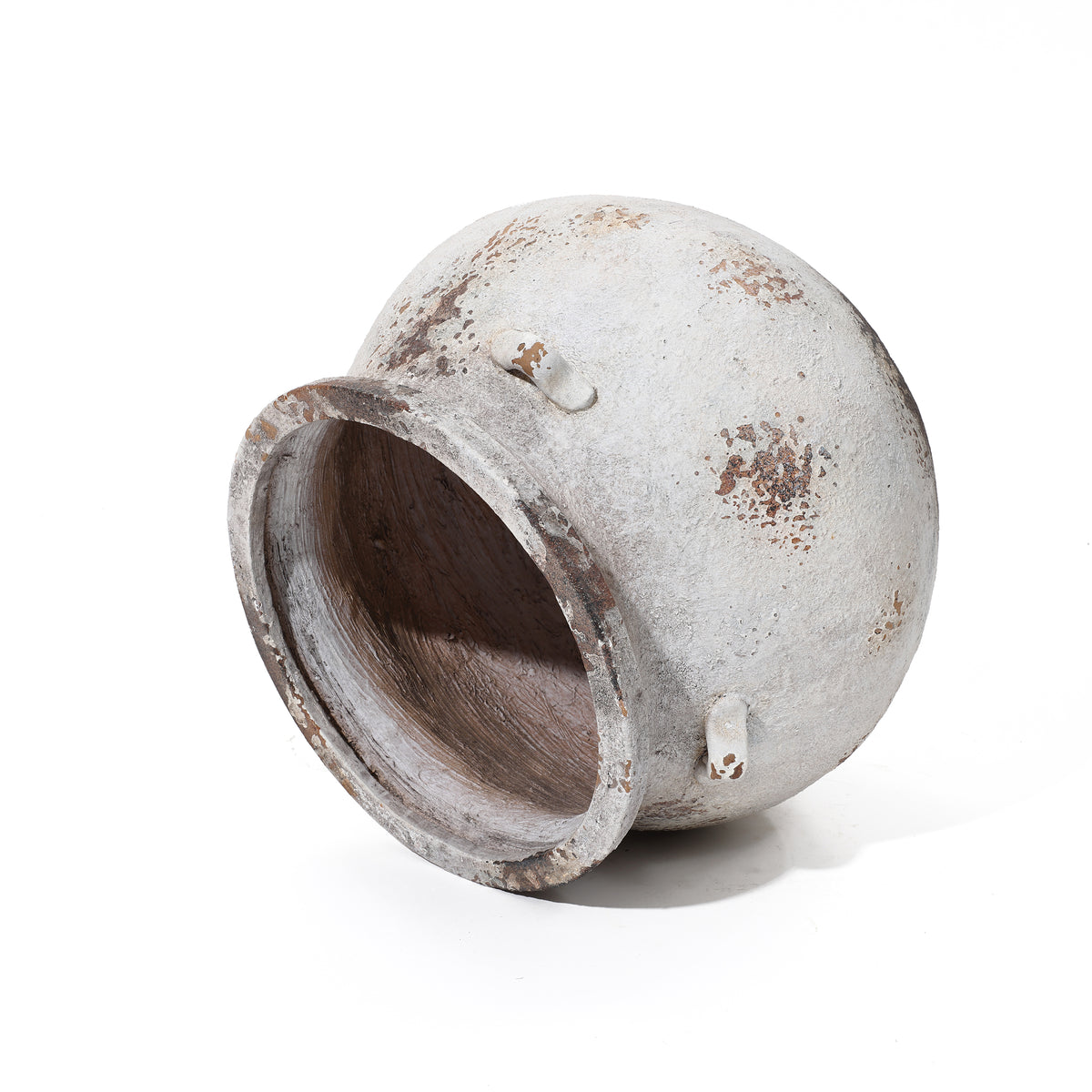 Cauldron MgO Planter, Distressed Off-White, 15"