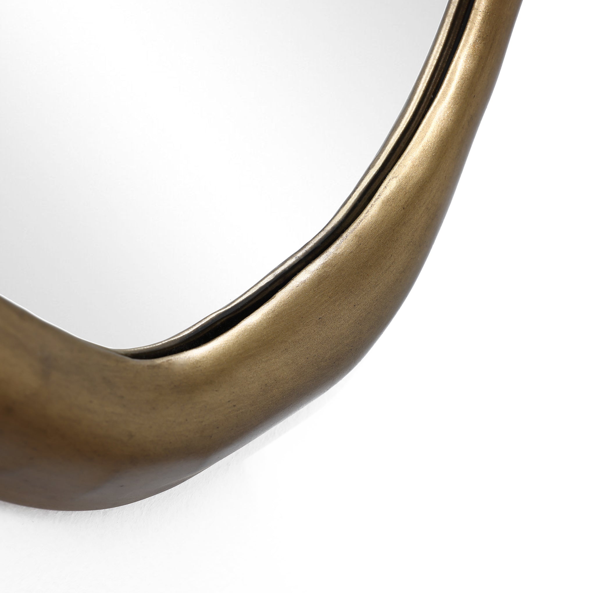 Wall Mirror with Curved Frame, Aged Gold, Modern Accent Decor, 29.5"x15.25"