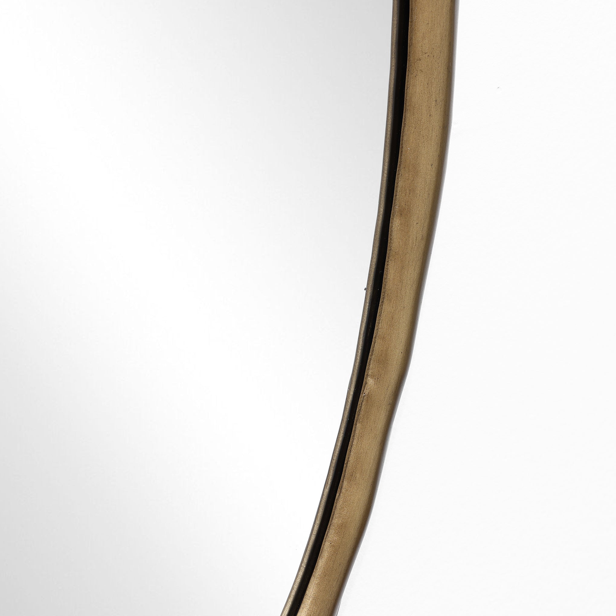 Wall Mirror with Curved Frame, Aged Gold, Modern Accent Decor, 29.5"x15.25"