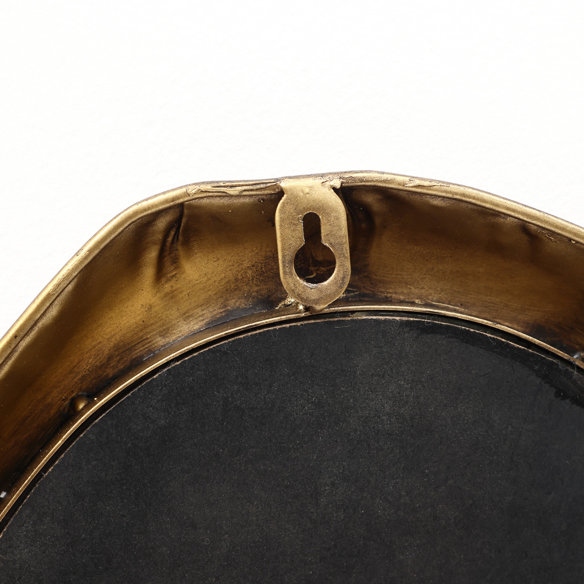 Wall Mirror with Curved Frame, Aged Gold, Modern Accent Decor, 29.5"x15.25"
