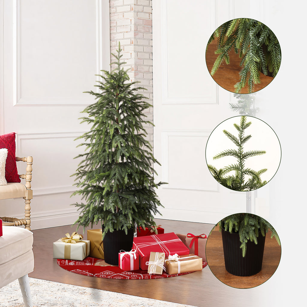 4Ft Artificial Green Branches Christmas Fir Tree Potted