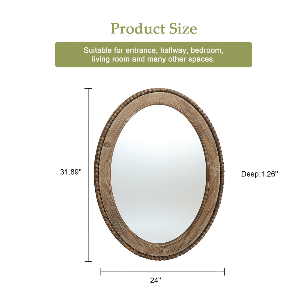 Cameo Wood Framed 32-Inch Oval Wall Mirror