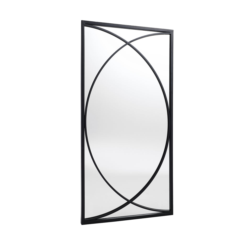3-Piece Black Metal Rectangular Wall Mirror Set