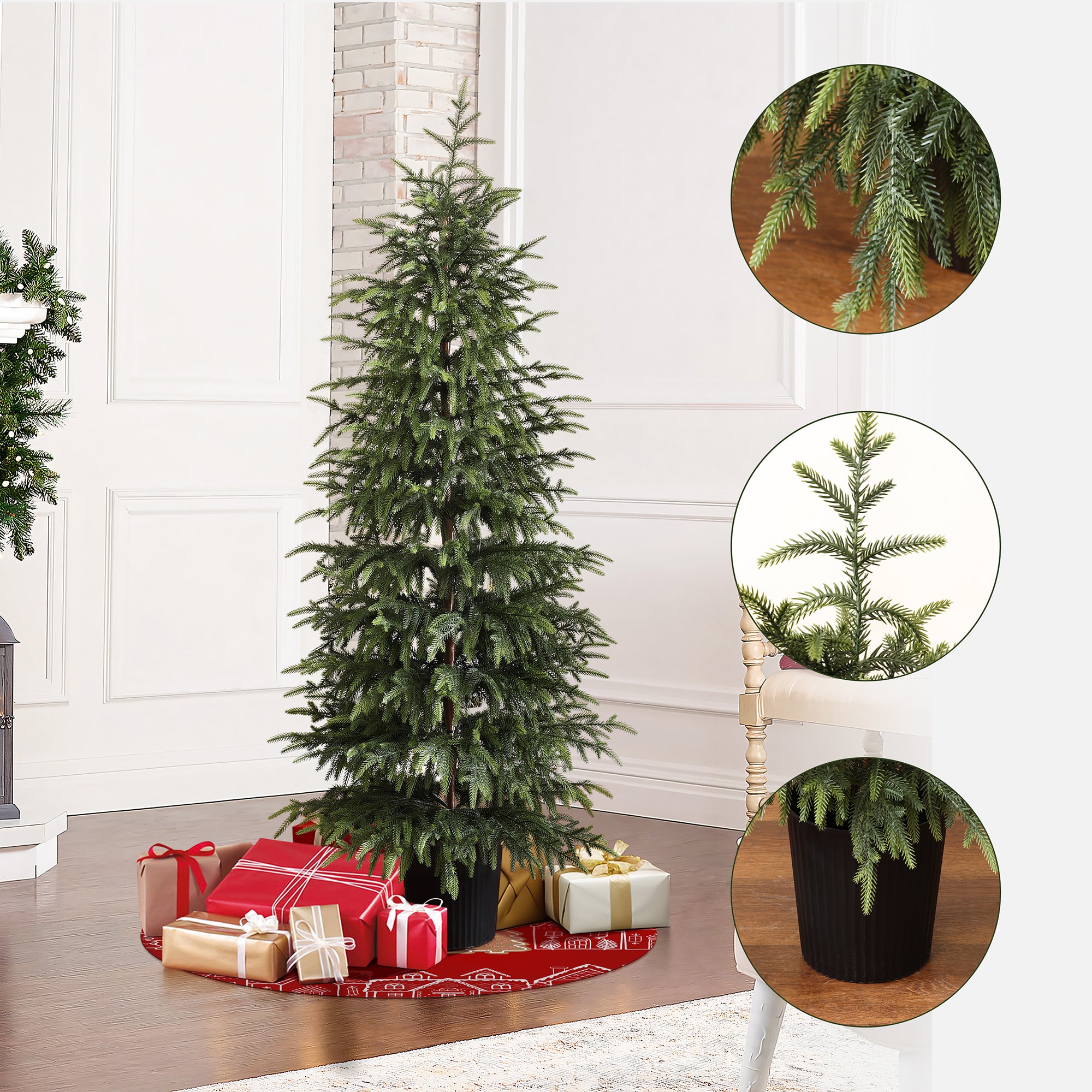 5Ft Artificial Green Branches Christmas Fir Tree Potted