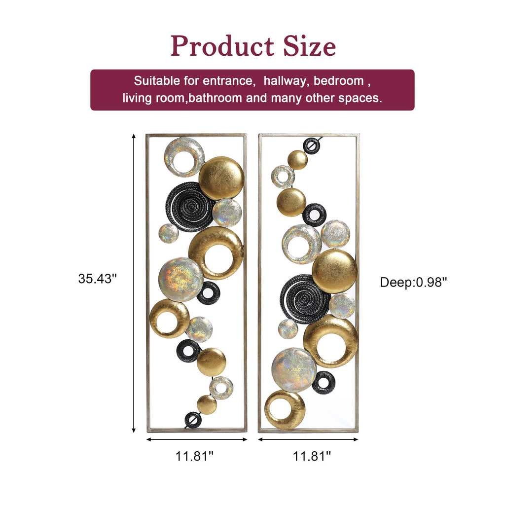 Set of 2 Modern Multi-Color Abstract Metal Wall Decor Panels
