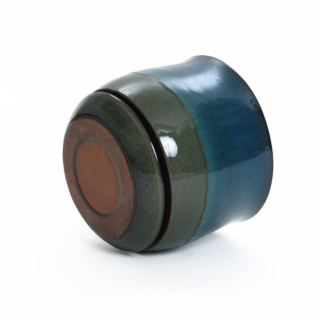 Blue and Green Ombre Round Decorative Ceramic Planter Pot