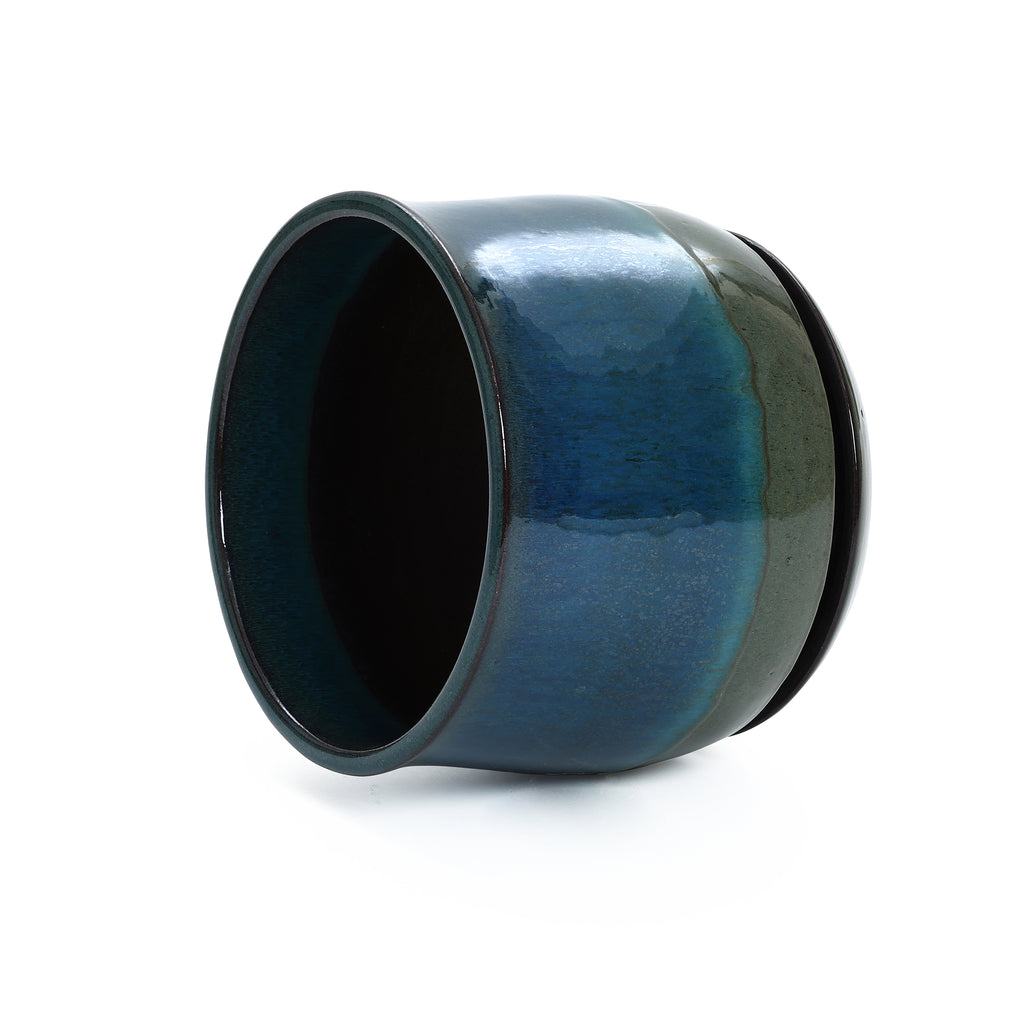 Blue and Green Ombre Round Decorative Ceramic Planter Pot