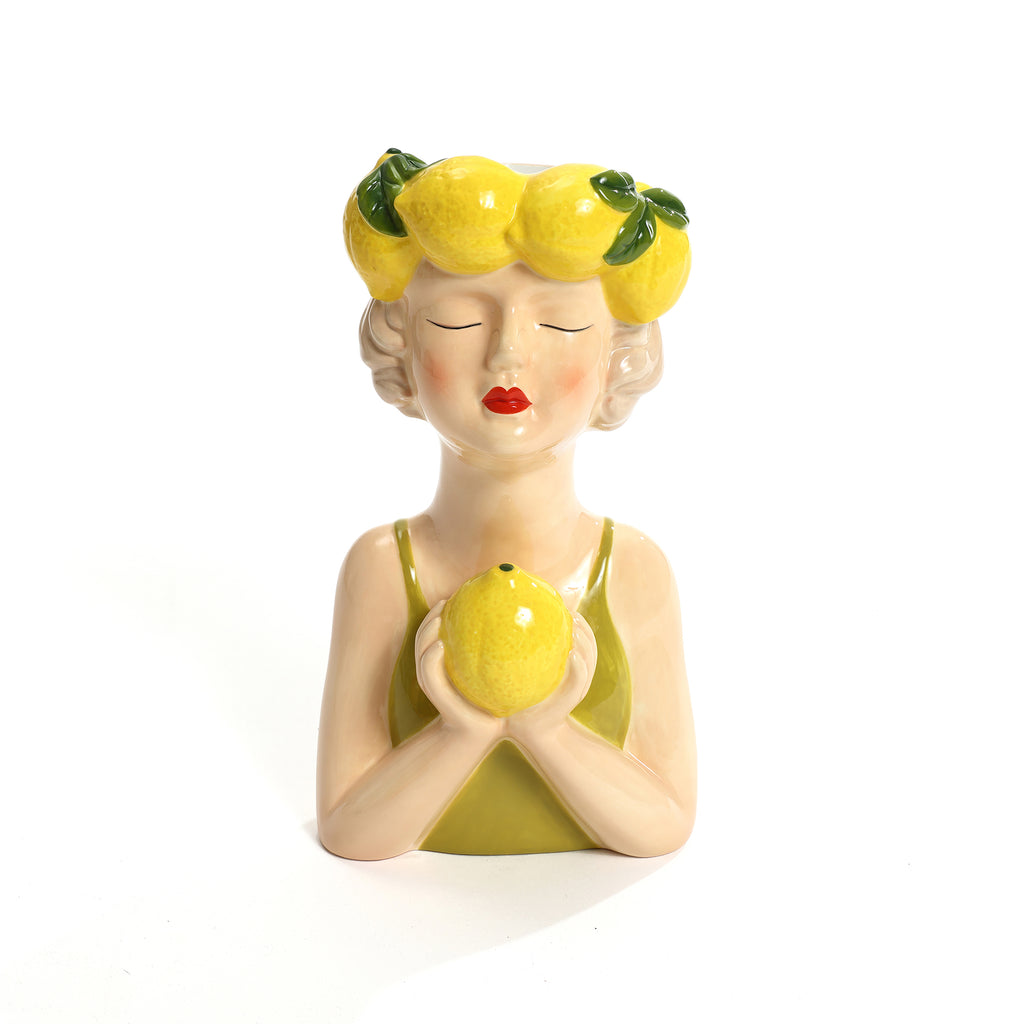 Lady Lemons Ceramic 11.6-Inch Tall Sculpture Vase