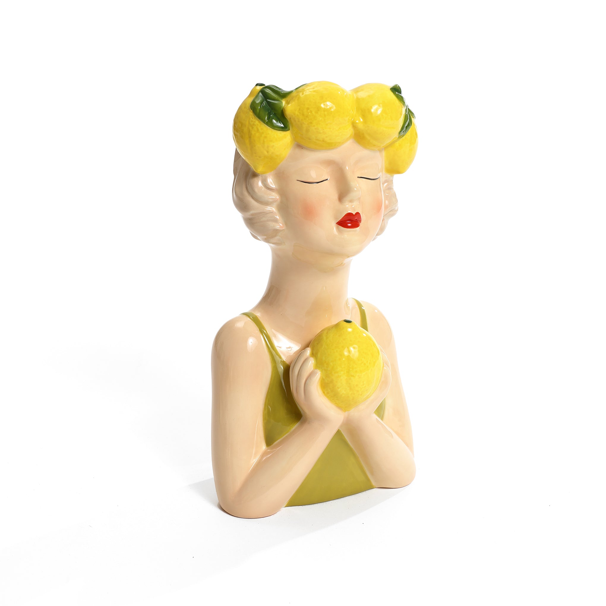 Lady Lemons Ceramic 11.6-Inch Tall Sculpture Vase