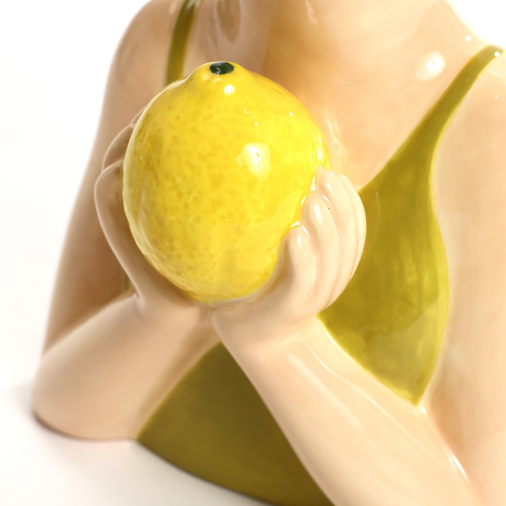 Lady Lemons Ceramic 11.6-Inch Tall Sculpture Vase