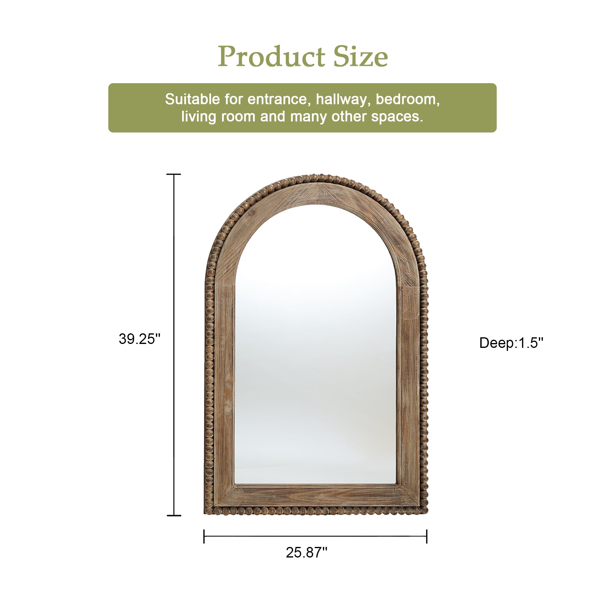 Wood Framed Arch Window Wall Mirror