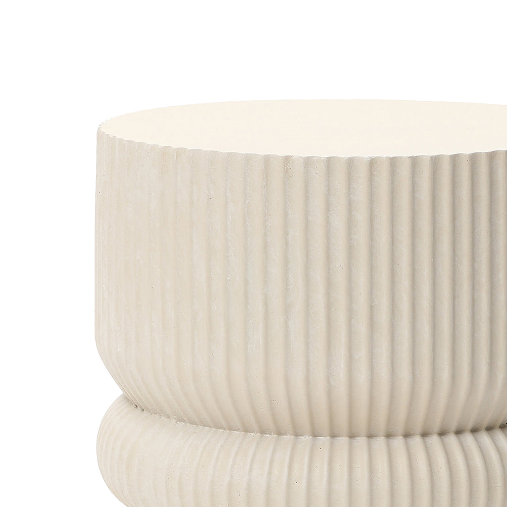 Minimalist MgO Patio Table, 18.3" Tall Round Side Table for Outdoor Spaces