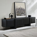 Modern Black Media Console Cabinet, 63'' Engineered Wood TV Stand