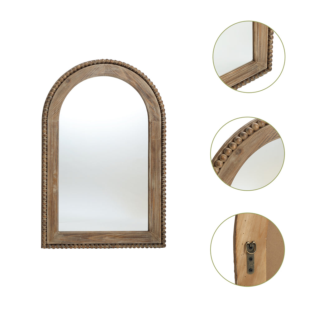 Wood Framed Arch Window Wall Mirror