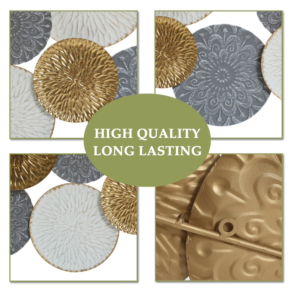 48-In Wide Connected Circles Metal Wall Decor Sculpture