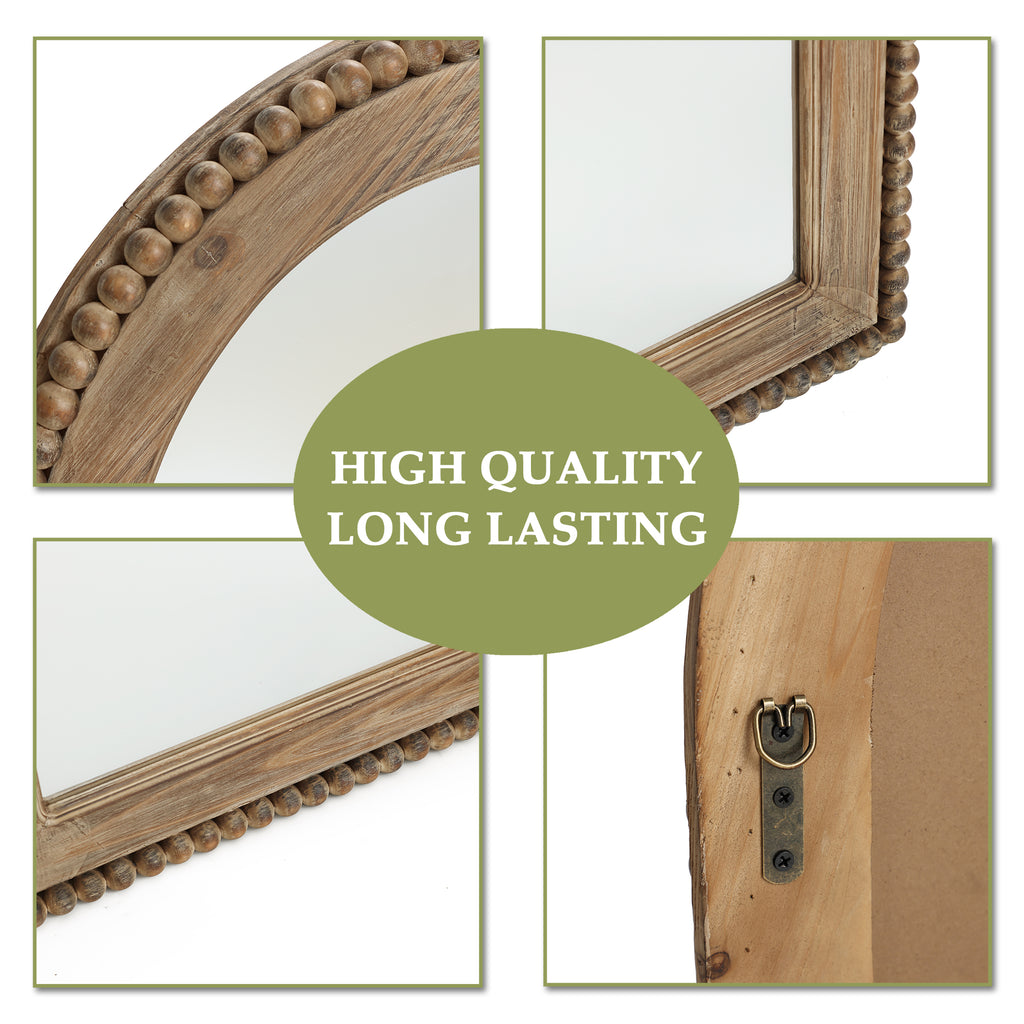 Wood Framed Arch Window Wall Mirror