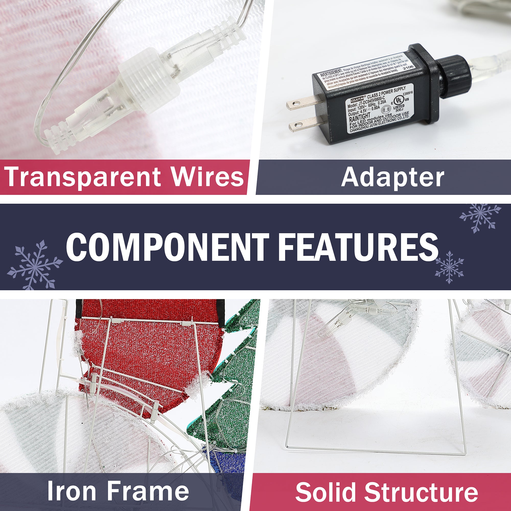 3D Illuminated Santa Claus Decoration Light – LED Lit Holiday Sculpture with Candy Cane, Christmas Tree & Gift Box Elements for Indoor & Outdoor Use