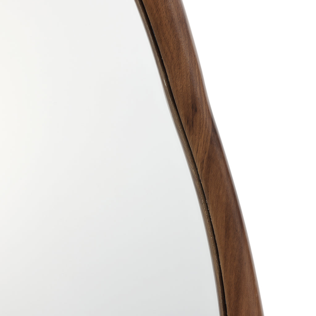 Walnut Wood Framed Irregular Shaped Decorative Mirror
