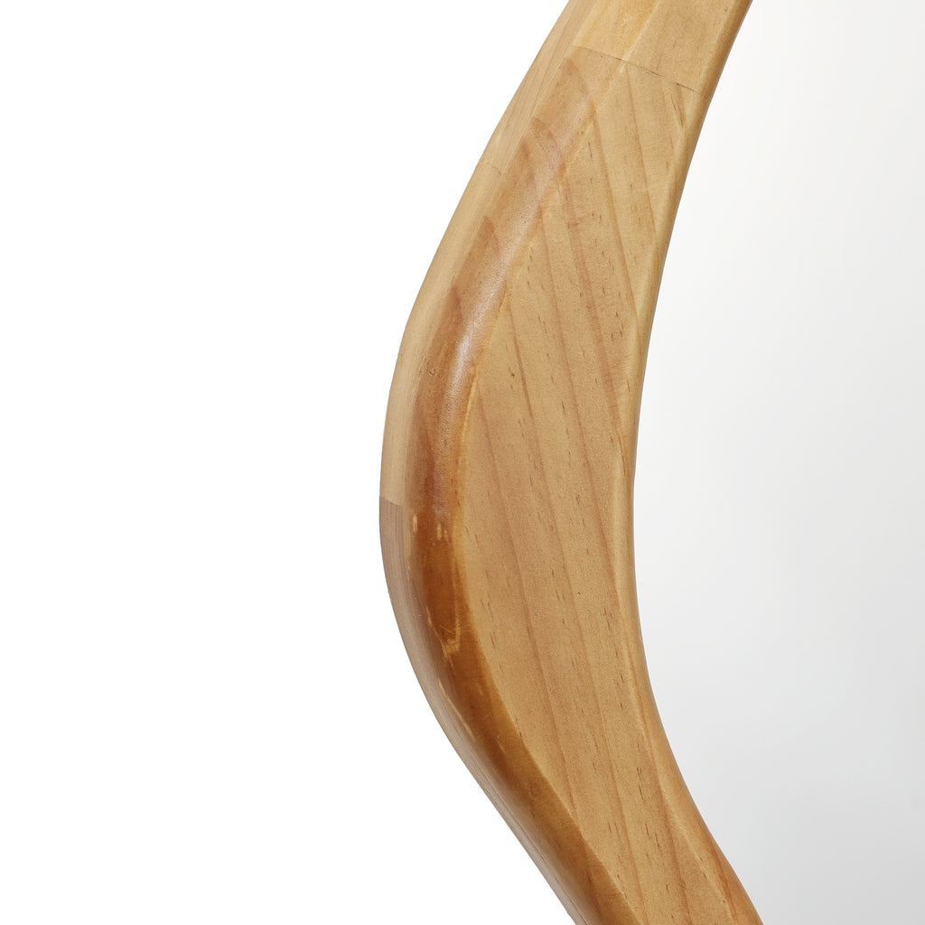 Natural Pine Wood Frame Irregular Asymmetrical Wall Mirror