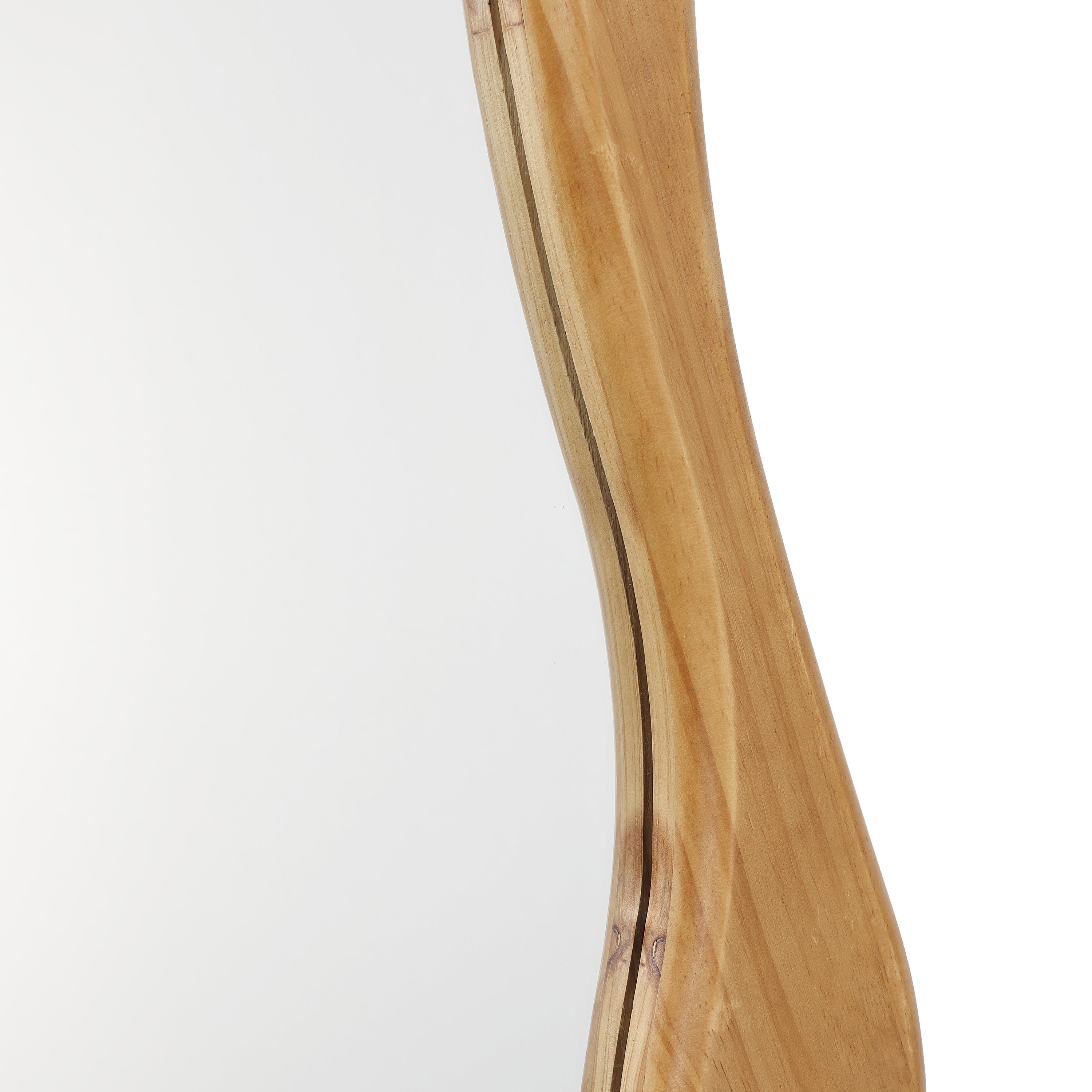 Natural Pine Wood Frame Irregular Asymmetrical Wall Mirror