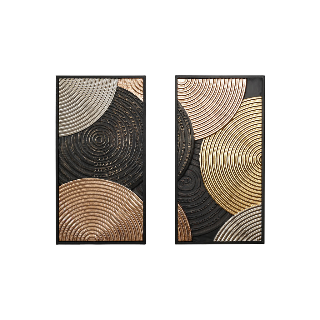 2-Pc Earth Tone Circles Abstract Rectangular Metal Wall Decor Set