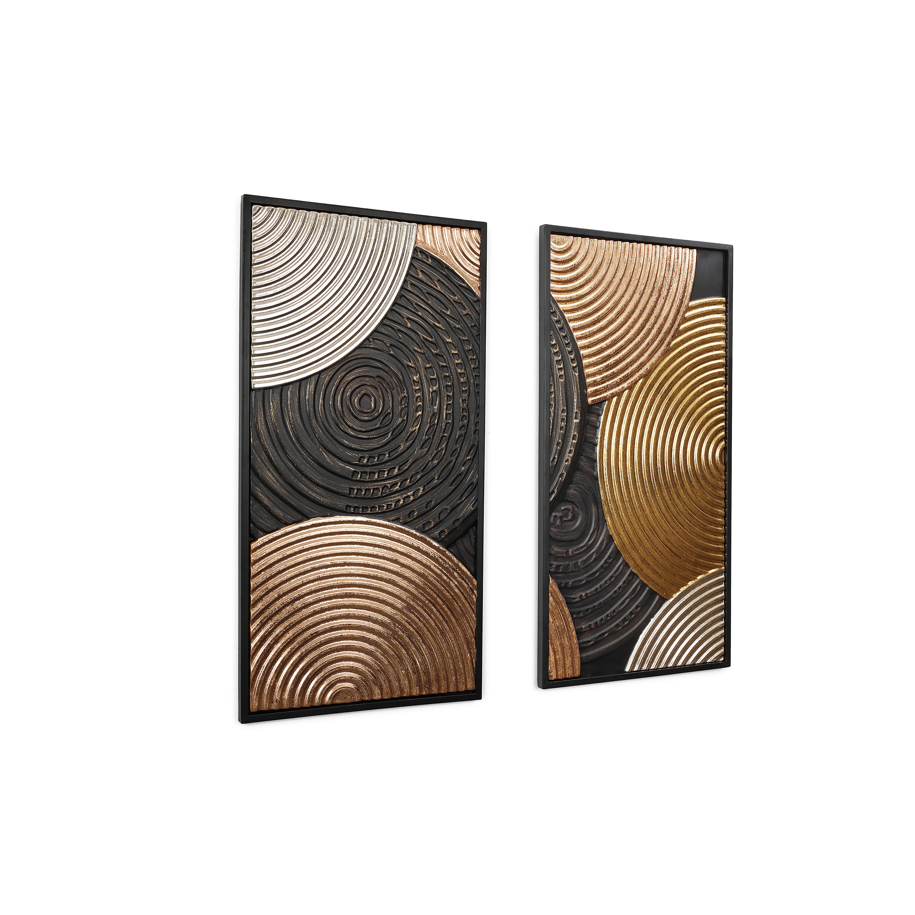 2-Pc Earth Tone Circles Abstract Rectangular Metal Wall Decor Set