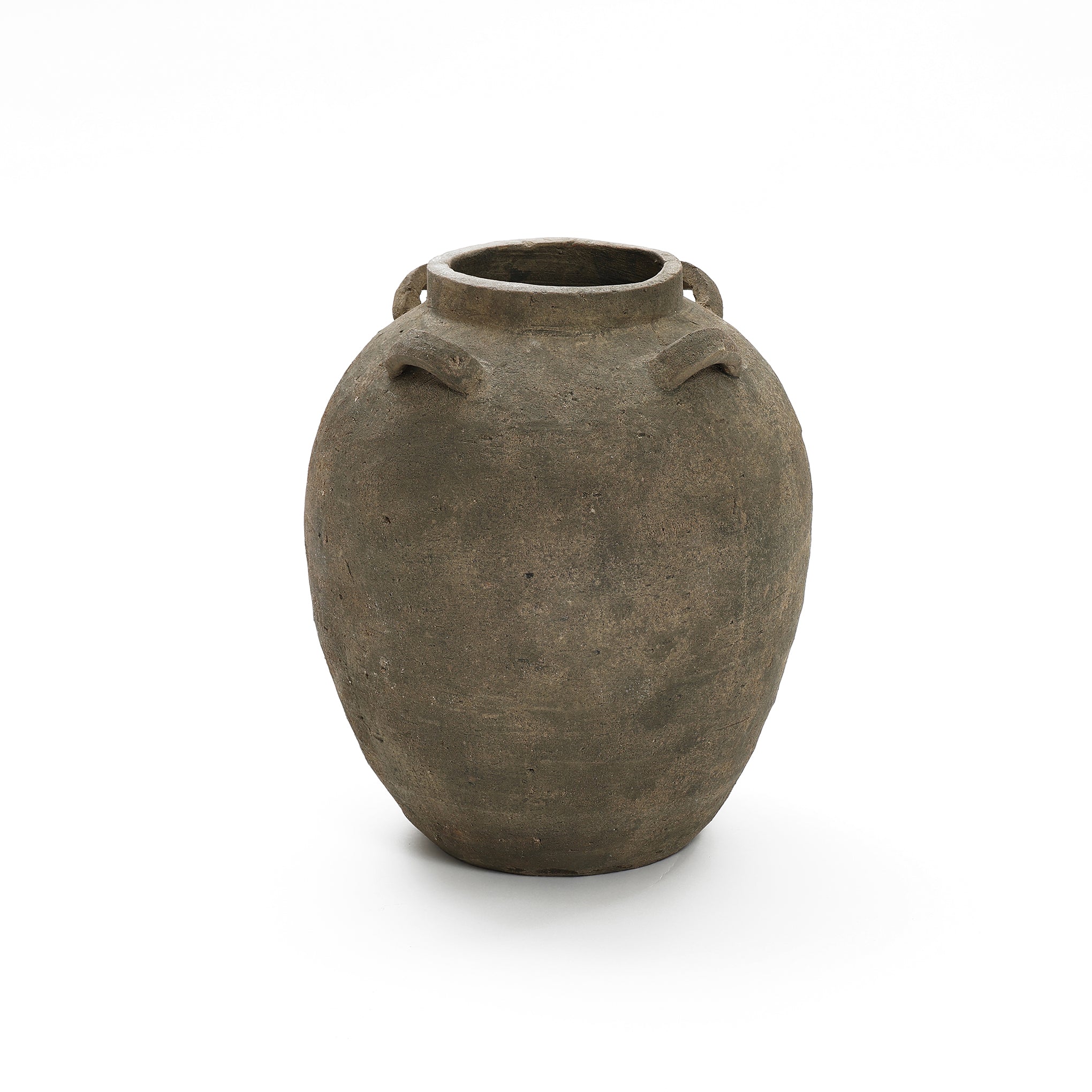 Rustic Brown Terracotta Cauldron 15.4-Inch Tall Vase
