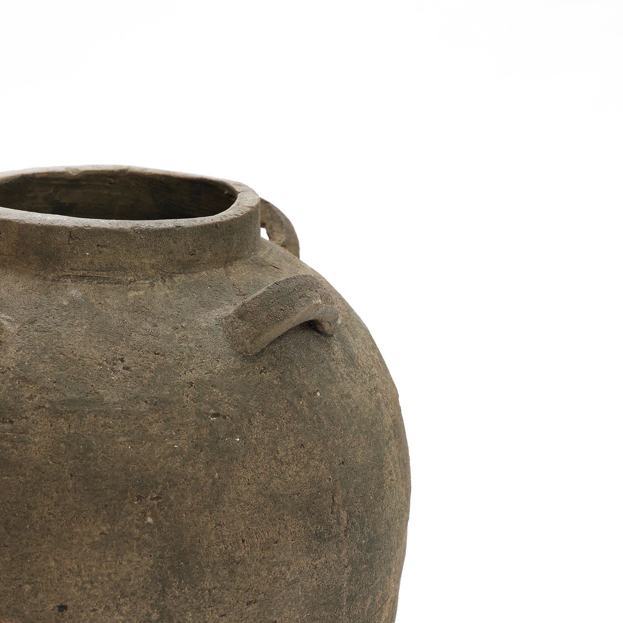Rustic Brown Terracotta Cauldron 15.4-Inch Tall Vase