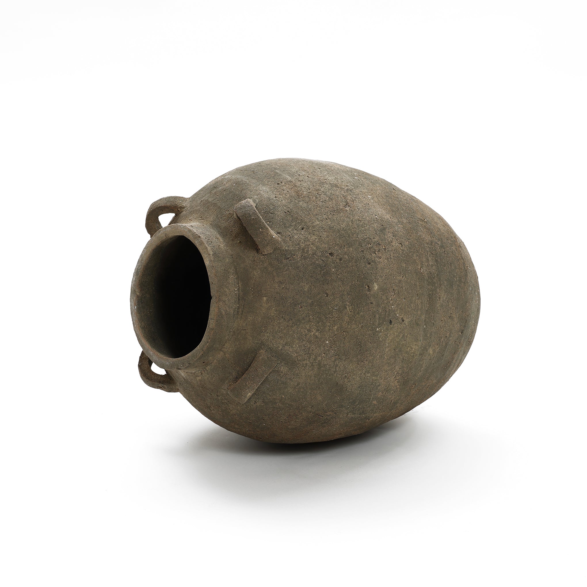 Rustic Brown Terracotta Cauldron 15.4-Inch Tall Vase