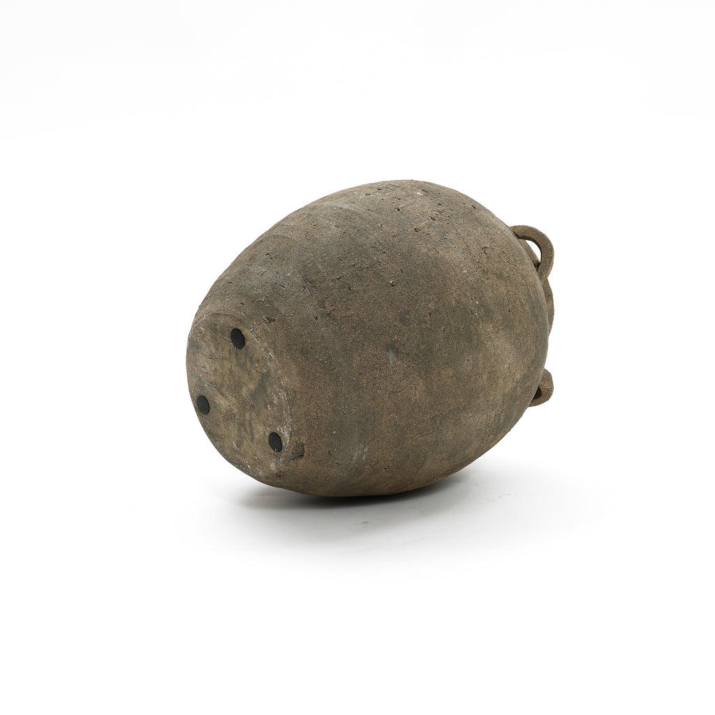 Rustic Brown Terracotta Cauldron 15.4-Inch Tall Vase