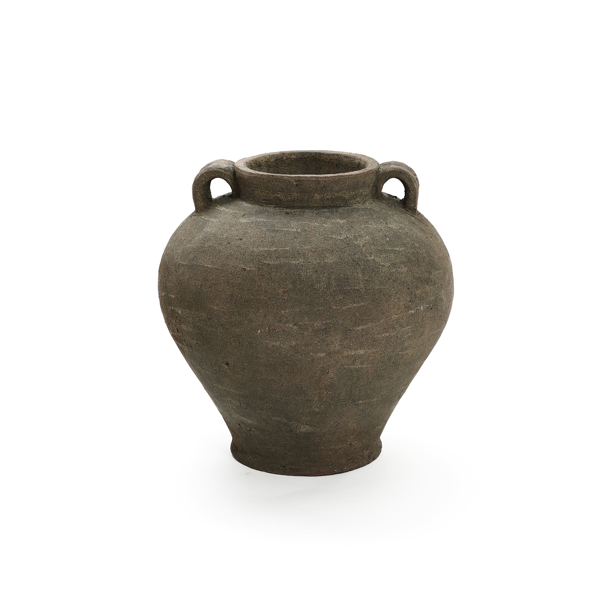 Rustic Brown Terracotta Cauldron 14.6-Inch Tall Vase