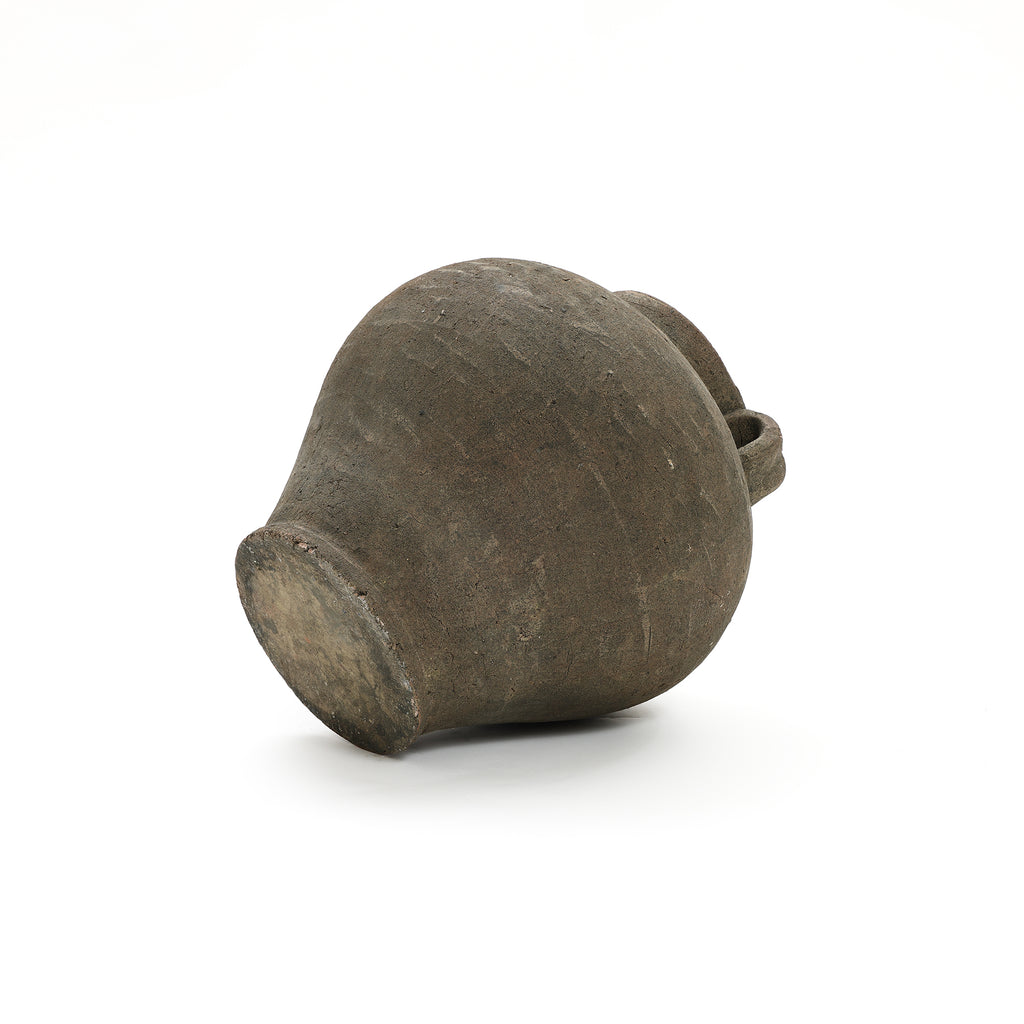 Rustic Brown Terracotta Cauldron 14.6-Inch Tall Vase