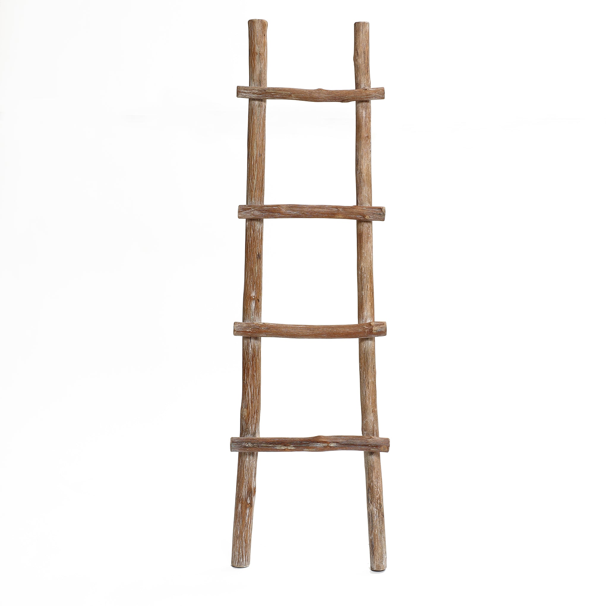 Solid Wood Natural 4-Rung 59-Inch Tall Blanket Ladder