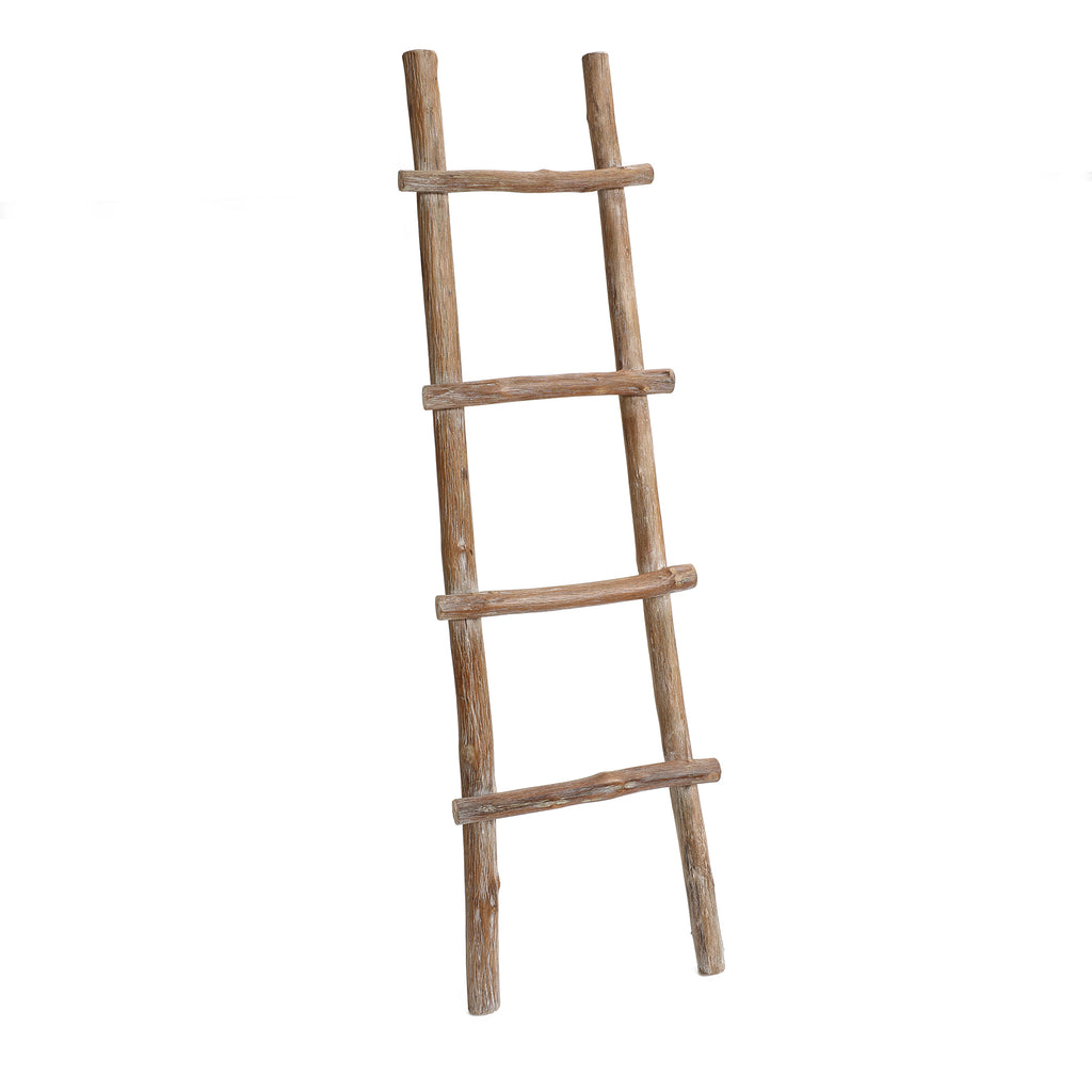 Solid Wood Natural 4-Rung 59-Inch Tall Blanket Ladder