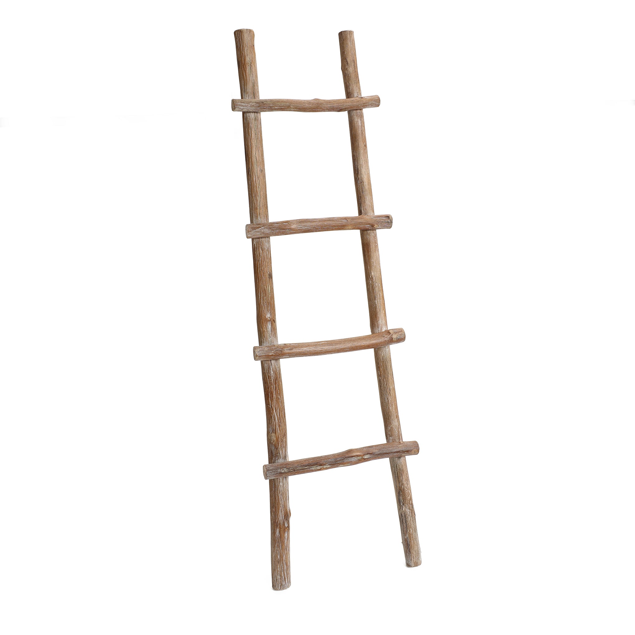 Solid Wood Natural 4-Rung 59-Inch Tall Blanket Ladder