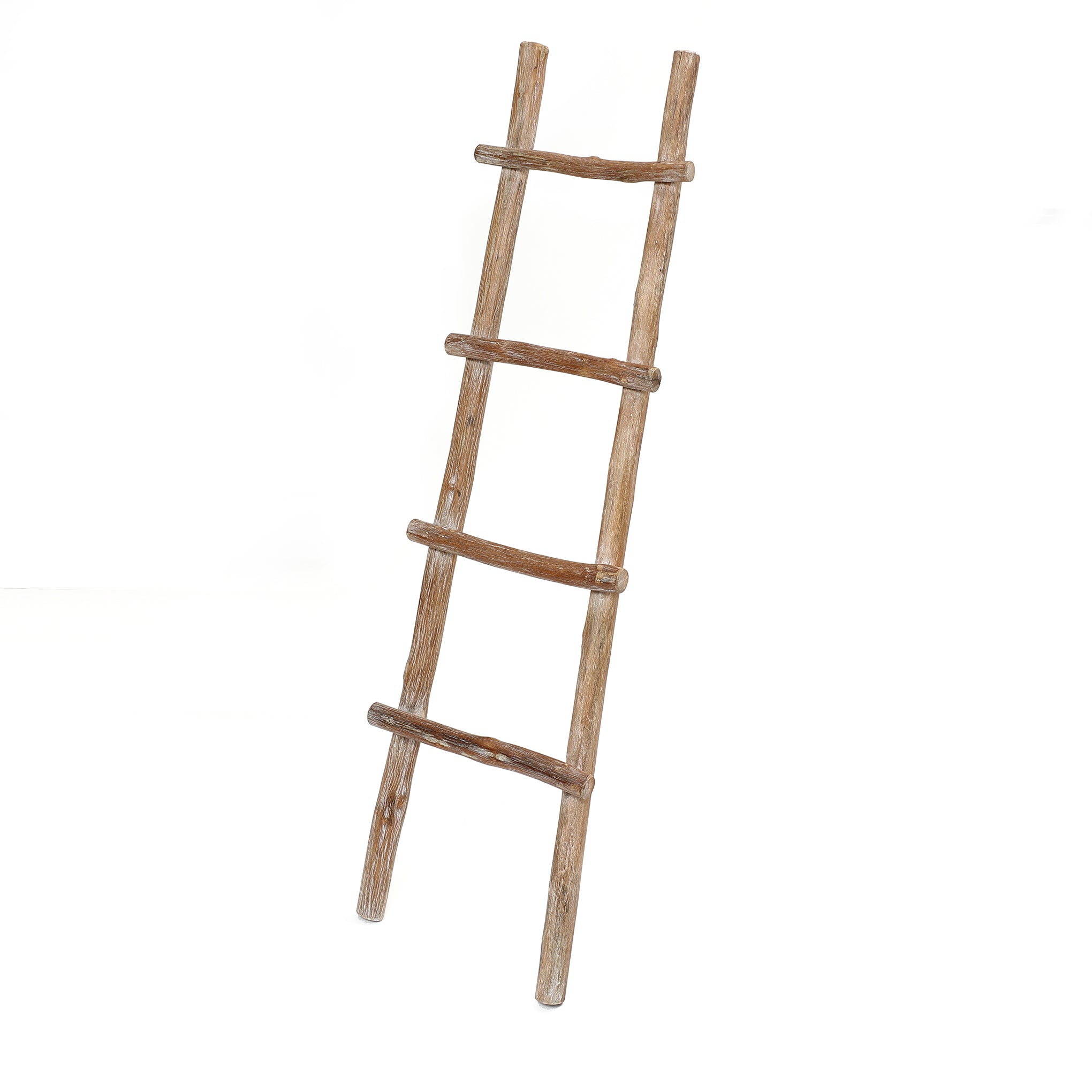 Solid Wood Natural 4-Rung 59-Inch Tall Blanket Ladder