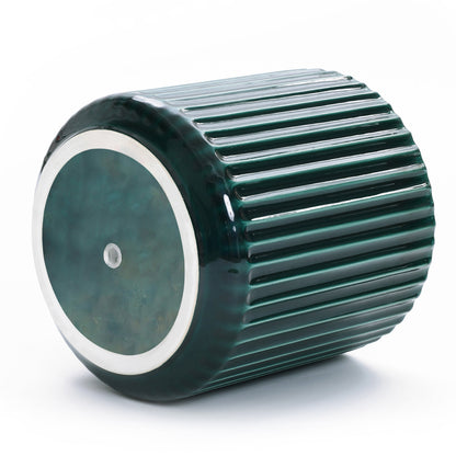 Grove Round Fluted Ceramic Planter, Jade Green, 11.5"