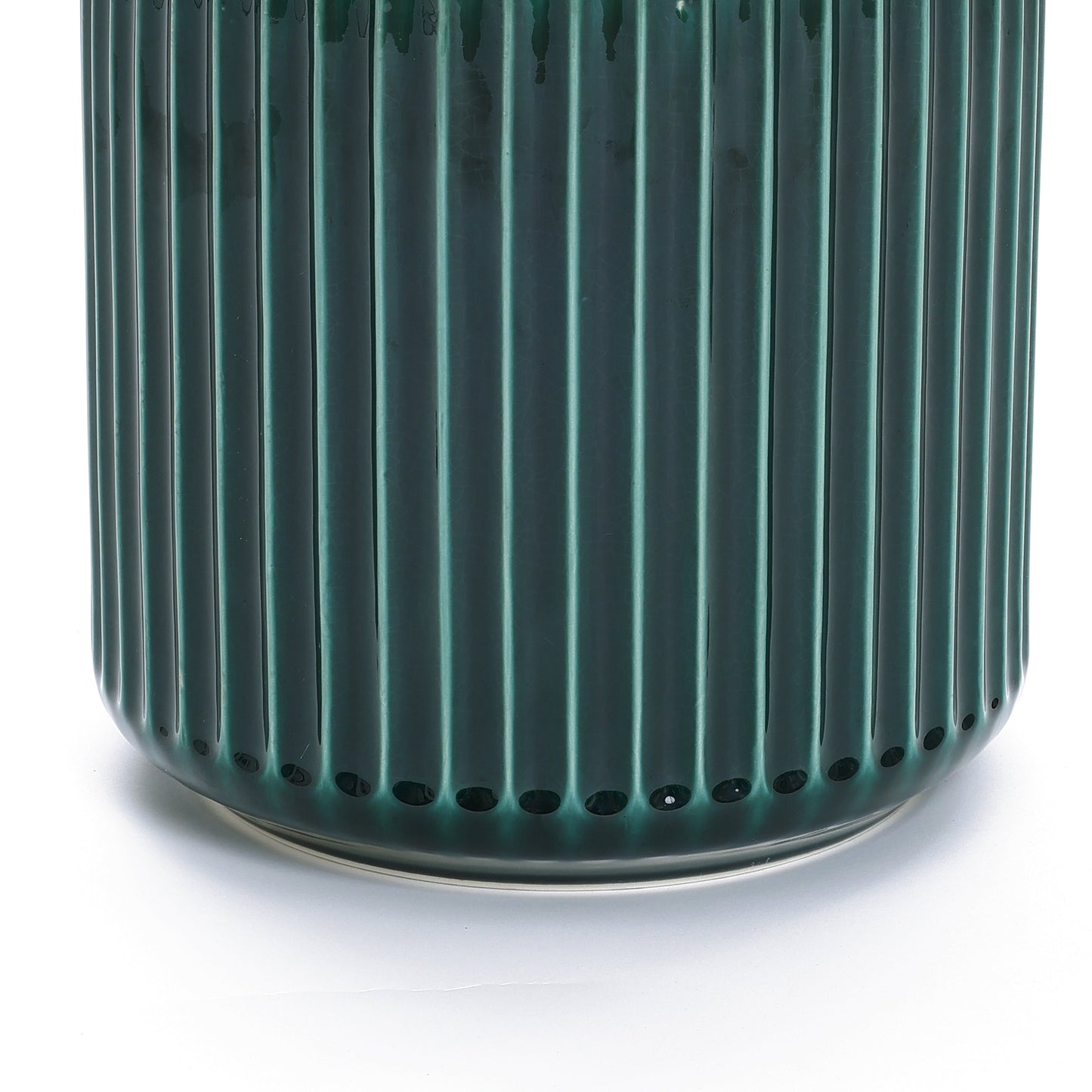 Grove Round Fluted Ceramic Planter, Jade Green, 14"