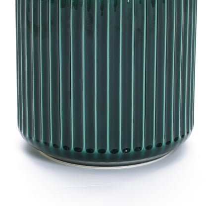 Grove Round Fluted Ceramic Planter, Jade Green, 14"
