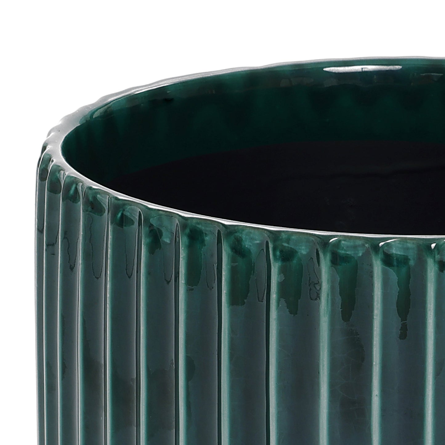 Grove Round Fluted Ceramic Planter, Jade Green, 11.5"