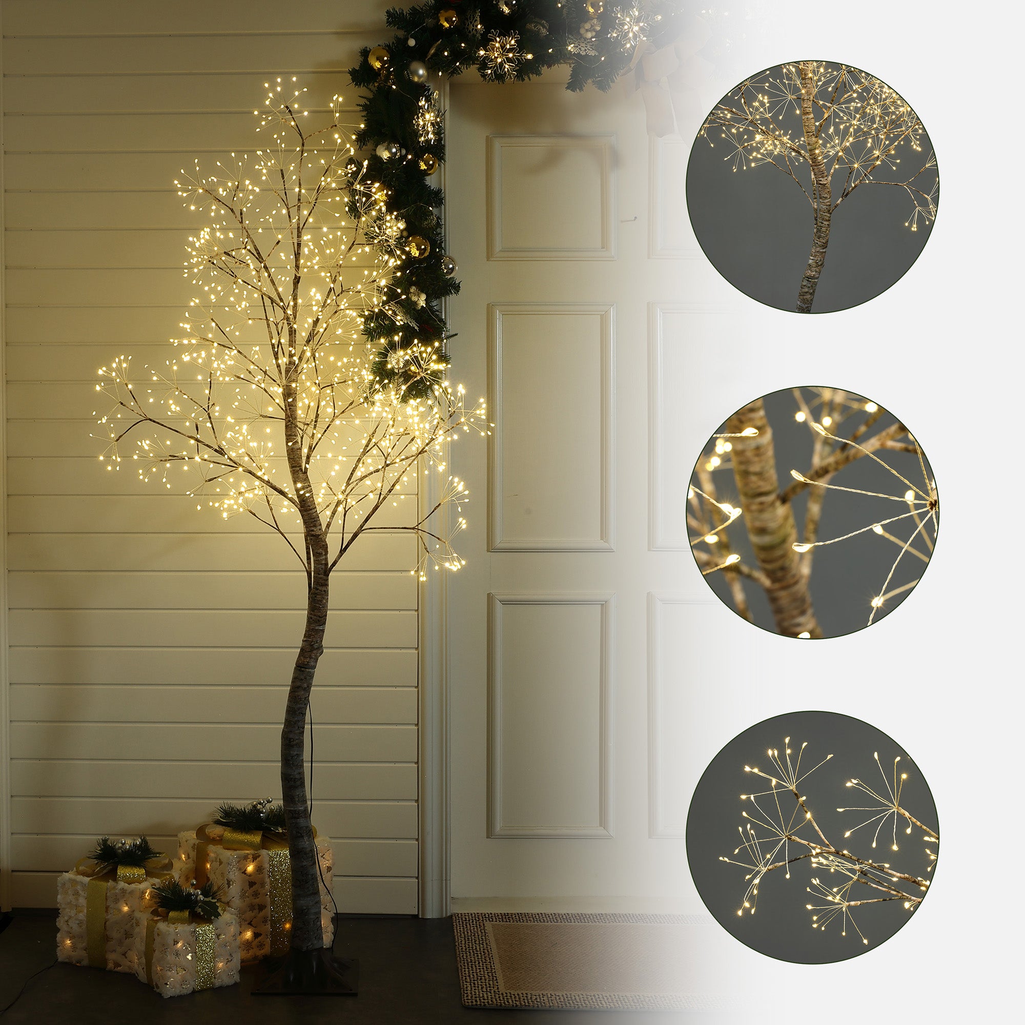 5.9 Pre-Lit Birch Artificial Tree with Realistic Faux Tree Trunk